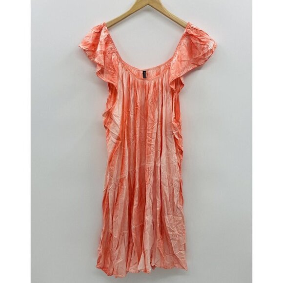 Raviya Women Plus Size 1X Pigment-Wash Off-The-Shoulder Dress Cover-Up Coral $54 - Picture 2 of 7